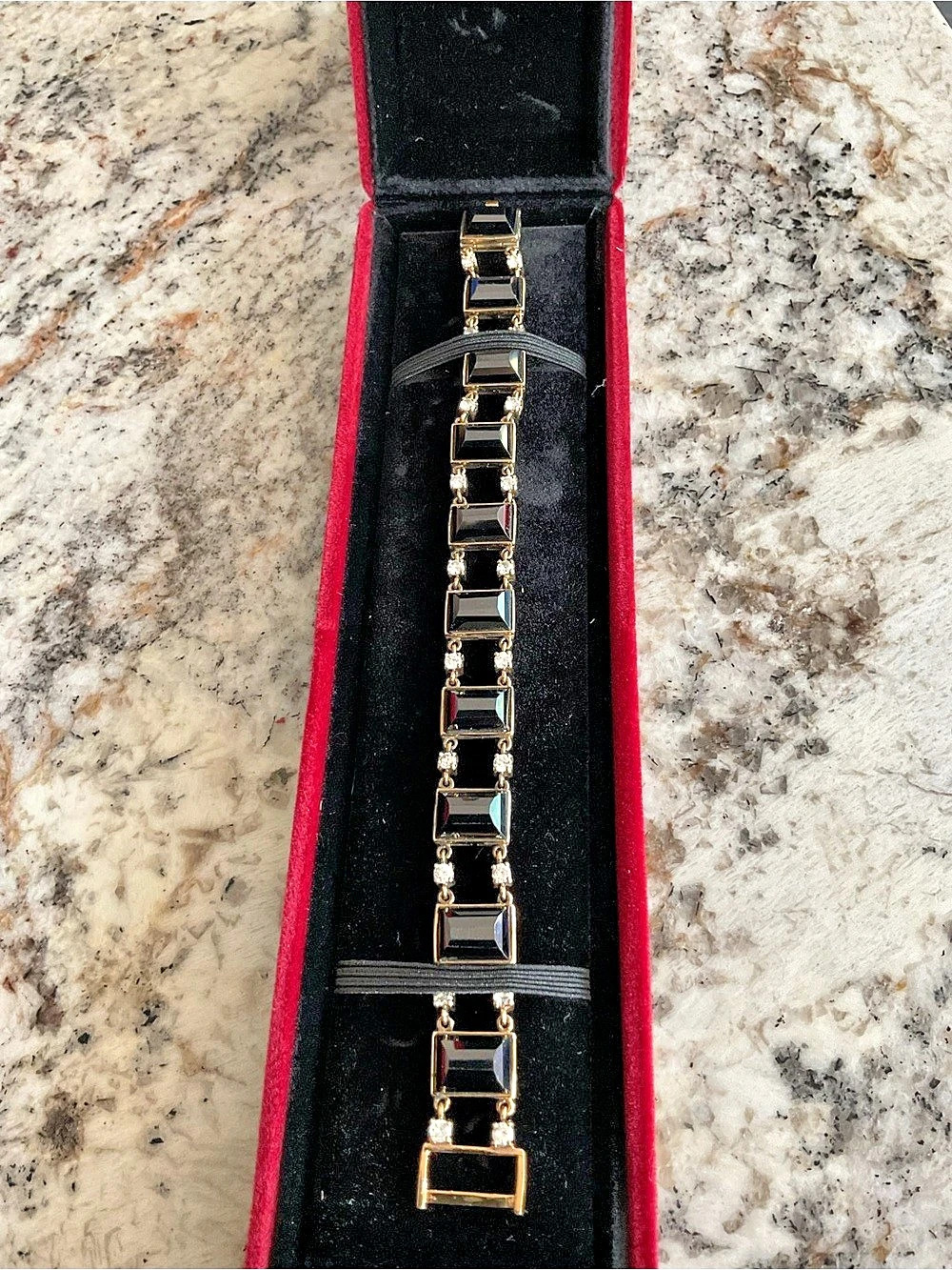 14k Gold Plated Sterling Silver Black Onyx and Sapphires. Like New